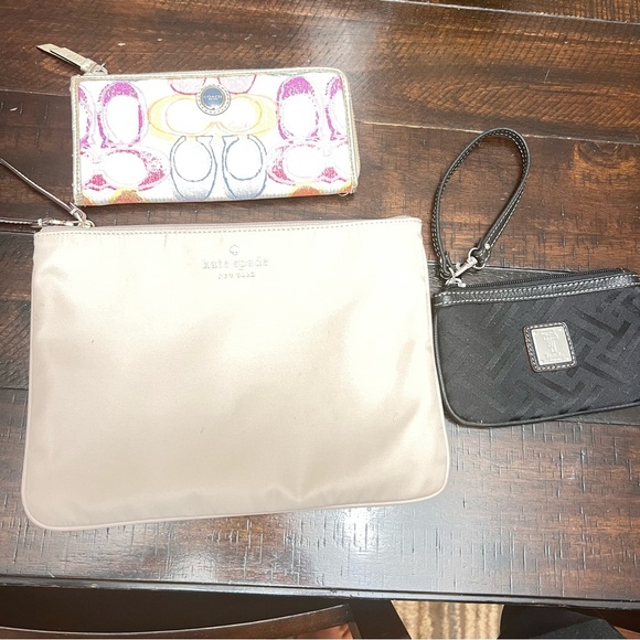 kate spade Handbags - Kate Spade , Coach & Tignanello Beige Clutch and Black Wristlet Set